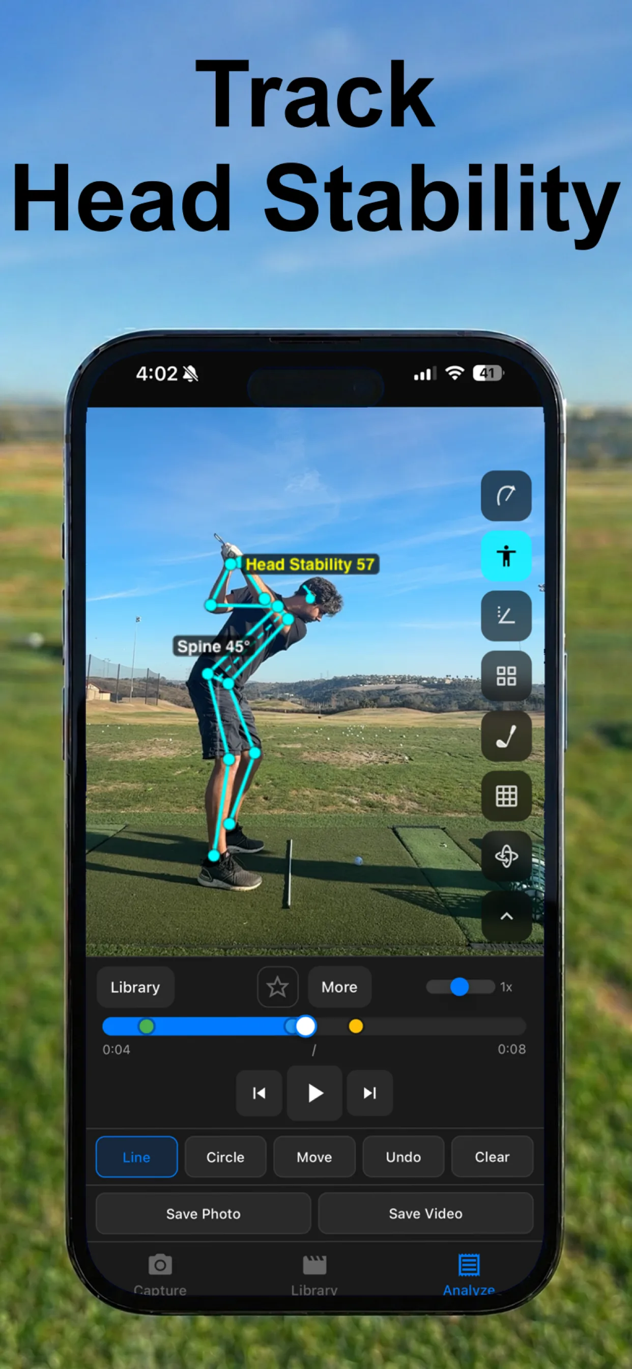 SwingDraw head stability tracking screenshot