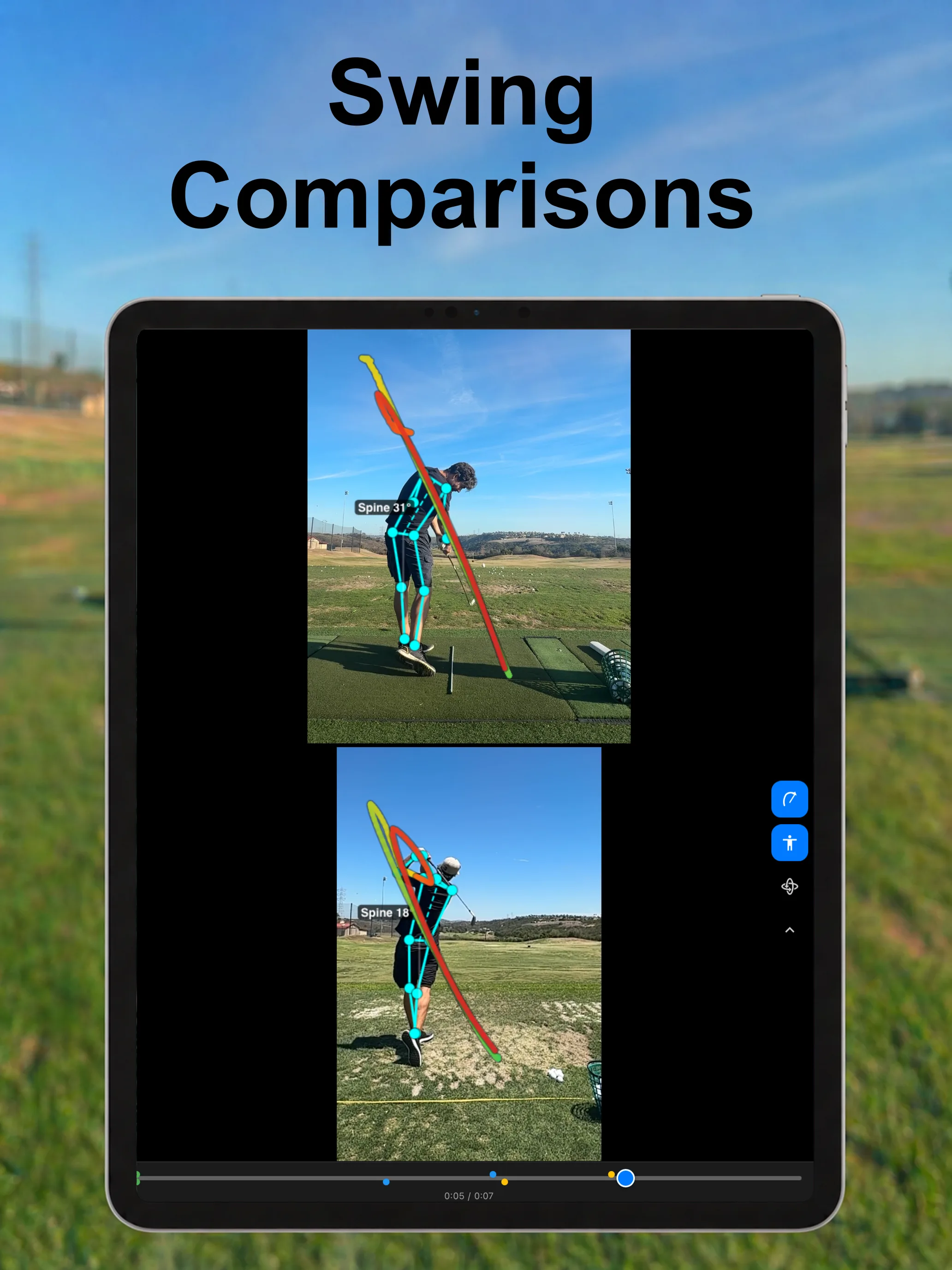 SwingDraw on iPad comparing swings